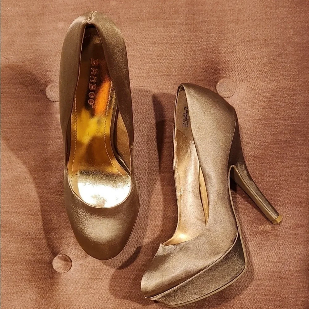 Bamboo Satin Platform Heels